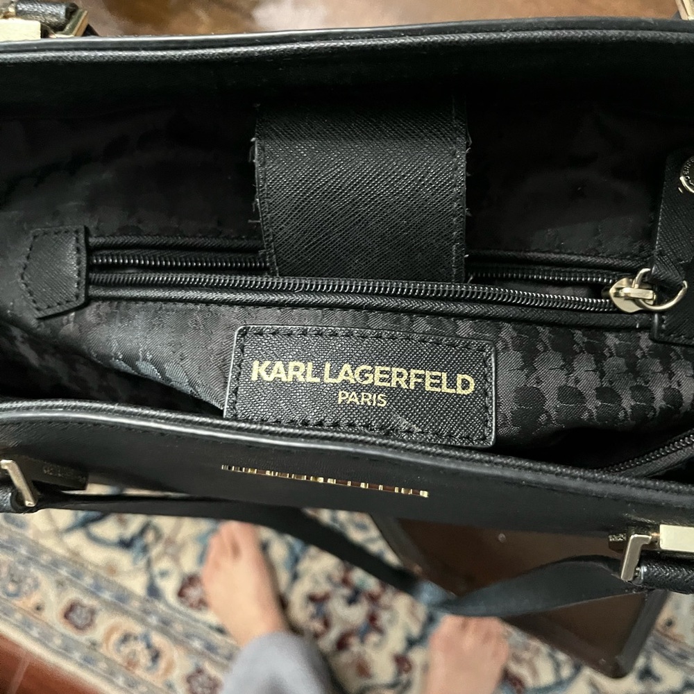 Karl Lagerfeld black leather hand bag. - Picture 6 of 10